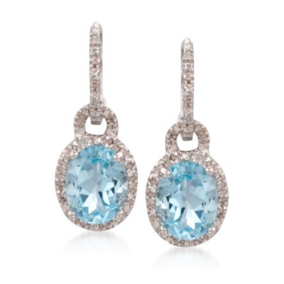 6.40 ct. t.w. Blue Topaz and .15 ct. t.w. Diamond Drop Earrings in Sterling Silver &mdash; Alt Image 1