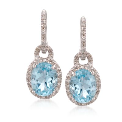 6.40 ct. t.w. Blue Topaz and .15 ct. t.w. Diamond Drop Earrings in Sterling Silver &mdash; Alt Image 3