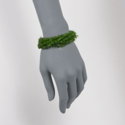 Green Diopside Torsade Bracelet With Sterling Silver Clasp. 7" &mdash; Alt Image 2