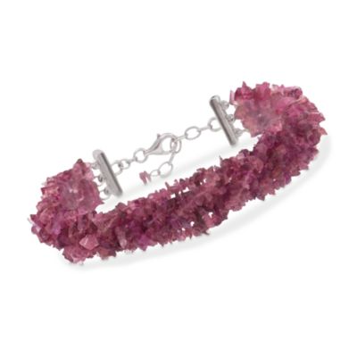 Pink Tourmaline Torsade Bracelet With Sterling Silver Clasp. 7" &mdash; Alt Image 1