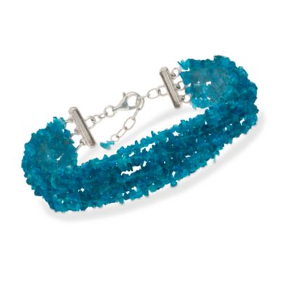 Blue Apatite Torsade Bracelet With Sterling Silver Clasp. 7" &mdash; Alt Image 1
