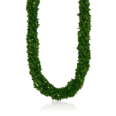 Green Diopside Torsade Necklace in Sterling Silver. 18" &mdash; Alt Image 1