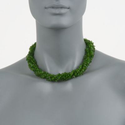 Green Diopside Torsade Necklace in Sterling Silver. 18" &mdash; Alt Image 2