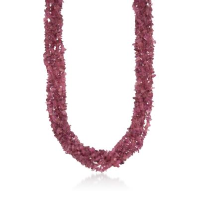 Pink Tourmaline Torsade Necklace in Sterling Silver. 18" &mdash; Alt Image 1