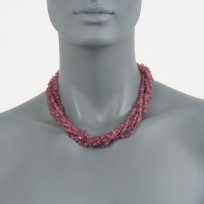 Pink Tourmaline Torsade Necklace in Sterling Silver. 18" &mdash; Alt Image 2