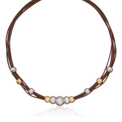 Multi-Strand Leather Necklace in Two-Tone. 16" &mdash; Alt Image 1