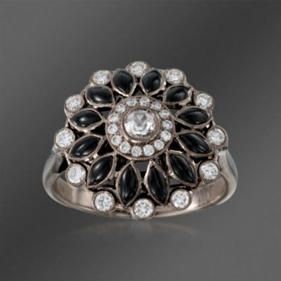Kwiat Black Onyx and .45  ct. t.w. Diamond Fancy Ring in 18kt White Gold &mdash; Alt Image 1