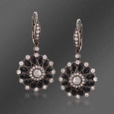 Kwiat Black Onyx and 1.10  ct. t.w. Diamond Dangle Earrings in 18kt White Gold &mdash; Alt Image 1