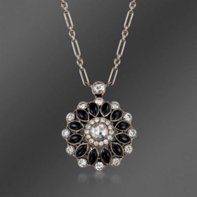 Kwiat Black Onyx and .55  ct. t.w. Diamond Pendant Necklace in 18kt White Gold. 16" &mdash; Alt Image 1