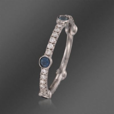 Kwiat .30  ct. t.w. Sapphire and .50 ct. t.w. Diamond Eternity Band in 18kt White Gold. Size 7 &mdash; Alt Image 3