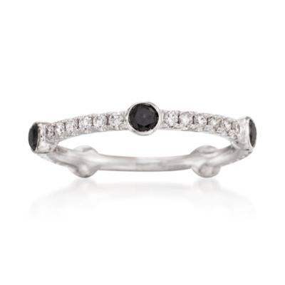Kwiat .75 ct. t.w. Black and White Diamond Eternity Band in 18kt White Gold. Size 7 &mdash; Alt Image 1