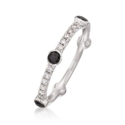 Kwiat .75 ct. t.w. Black and White Diamond Eternity Band in 18kt White Gold. Size 7 &mdash; Alt Image 3