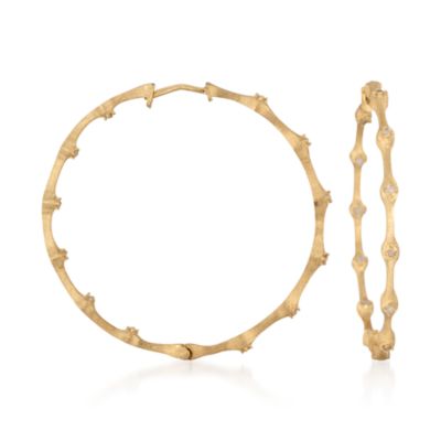 .24 ct. t.w. Diamond In-And-Out Bamboo Hoop Earrings in 14kt Over Sterling &mdash; Alt Image 1