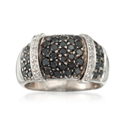 C. 2000 Vintage .90 ct. t.w. Black and White Diamond Ring in 14kt White Gold. Size 7 &mdash; Alt Image 1