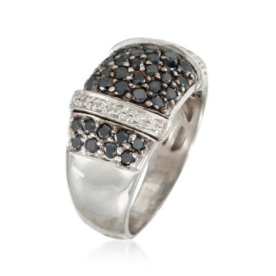 C. 2000 Vintage .90 ct. t.w. Black and White Diamond Ring in 14kt White Gold. Size 7 &mdash; Alt Image 3