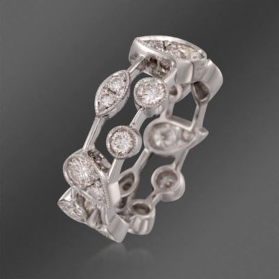 Kwiat 1.30  ct. t.w. Fancy Starburst Diamond Eternity Band in 18kt White Gold. Size 7 &mdash; Alt Image 3