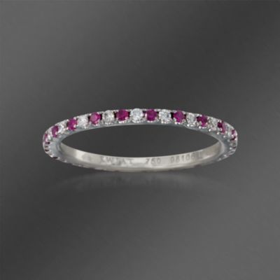 Kwiat .20  ct. t.w. Ruby and .20 ct. t.w. Diamond Eternity Band in 18kt White Gold. Size 7 &mdash; Alt Image 1
