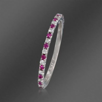 Kwiat .20  ct. t.w. Ruby and .20 ct. t.w. Diamond Eternity Band in 18kt White Gold. Size 7 &mdash; Alt Image 3