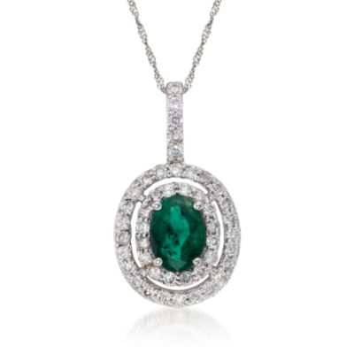 1.25 Carat Emerald and .70 ct. t.w. Diamond Pendant Necklace  in 14kt White Gold &mdash; Alt Image 1