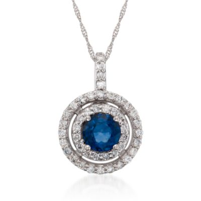 1.10 Carat Sapphire and .45 ct. t.w. Diamond Pendant Necklace  in 14kt White Gold &mdash; Alt Image 1