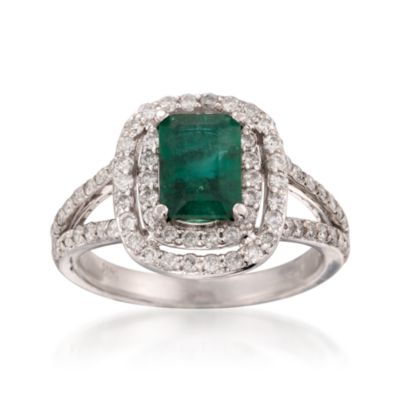 1.40 Carat Emerald and .75 ct. t.w. Diamond Ring  in 14kt White Gold &mdash; Alt Image 1