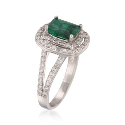 1.40 Carat Emerald and .75 ct. t.w. Diamond Ring  in 14kt White Gold &mdash; Alt Image 3
