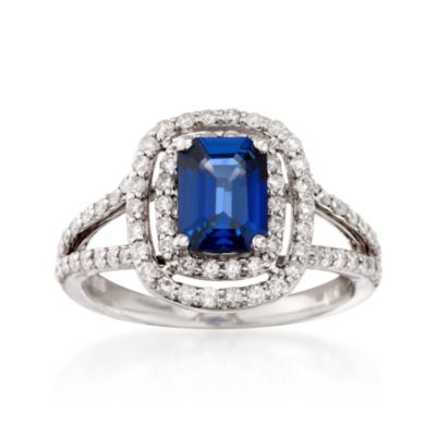 1.60 Carat Sapphire and .75 ct. t.w. Diamond Ring  in 14kt White Gold &mdash; Alt Image 1