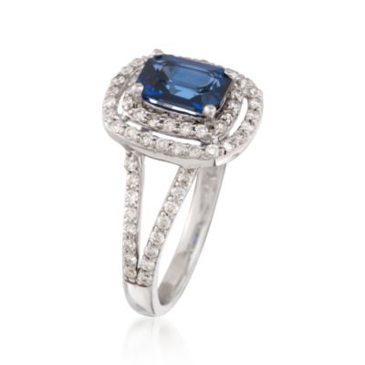 1.60 Carat Sapphire and .75 ct. t.w. Diamond Ring  in 14kt White Gold &mdash; Alt Image 3
