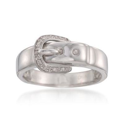 Diamond Buckle Ring in Sterling Silver &mdash; Alt Image 1