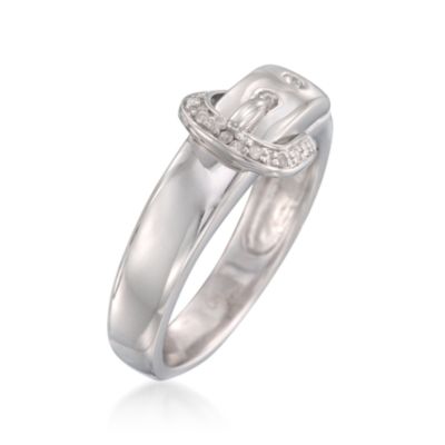 Diamond Buckle Ring in Sterling Silver &mdash; Alt Image 3