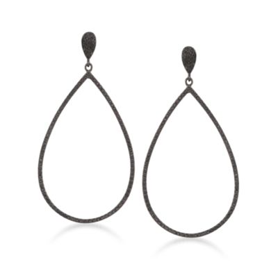 1.20 ct. t.w. Black Diamond Teardrop Earrings in 14kt White Gold &mdash; Alt Image 1