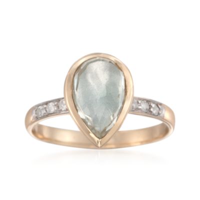 2.10 Carat Green Amethyst and .10 ct. t.w. Diamond Ring in 14kt Yellow Gold &mdash; Alt Image 1