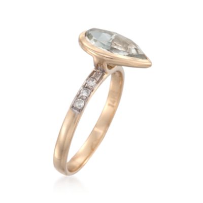 2.10 Carat Green Amethyst and .10 ct. t.w. Diamond Ring in 14kt Yellow Gold &mdash; Alt Image 3