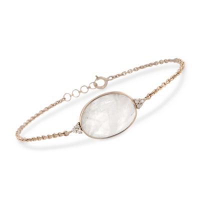 Moonstone and .12 ct. t.w. Diamond Bracelet in 14kt Yellow Gold &mdash; Alt Image 1