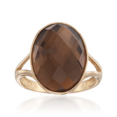 8.50 Carat Smoky Quartz Ring in 14kt Yellow Gold &mdash; Alt Image 1