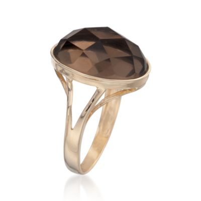 8.50 Carat Smoky Quartz Ring in 14kt Yellow Gold &mdash; Alt Image 3