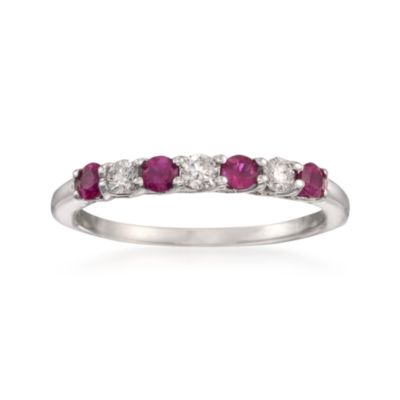 .35 ct. t.w. Ruby and .18 ct. t.w. Diamond Ring in 14kt White Gold &mdash; Alt Image 1