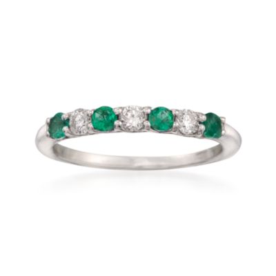 .25 ct. t.w. Emerald and .18 ct. t.w. Diamond Ring in 14kt White Gold &mdash; Alt Image 1