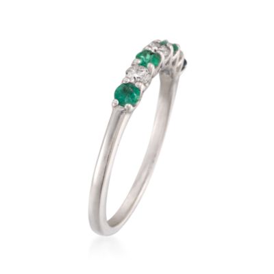 .25 ct. t.w. Emerald and .18 ct. t.w. Diamond Ring in 14kt White Gold &mdash; Alt Image 3