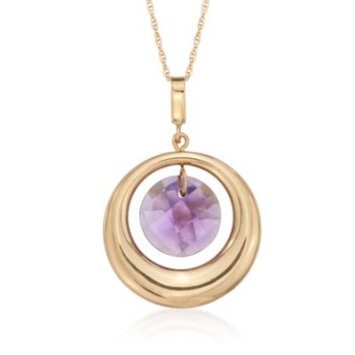 3.00 Carat Amethyst Drop Pendant Necklace in 14kt Yellow Gold. 18" &mdash; Alt Image 1