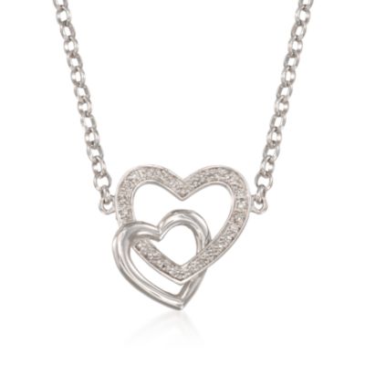 .10 ct. t.w. Diamond Hearts Necklace in Sterling Silver &mdash; Alt Image 1