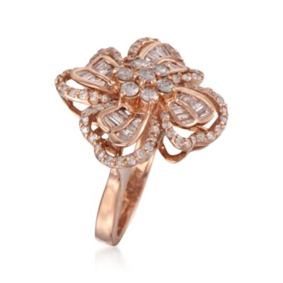 1.13 ct. t.w. Diamond Flower Ring in 14kt Rose Gold &mdash; Alt Image 3