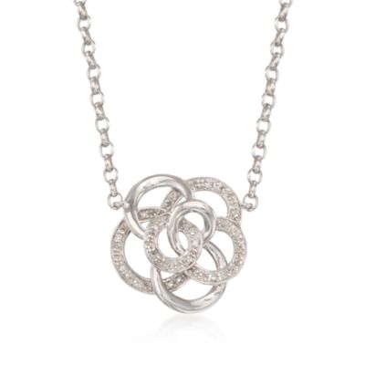 .15 ct. t.w. Diamond Rose Necklace in Sterling Silver. 16" &mdash; Alt Image 1