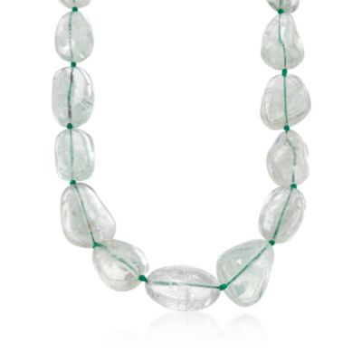 625.00 ct. t.w. Green Amethyst Nugget Necklace in Sterling Silver. 18" &mdash; Alt Image 1