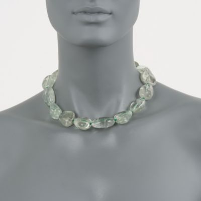 625.00 ct. t.w. Green Amethyst Nugget Necklace in Sterling Silver. 18" &mdash; Alt Image 2