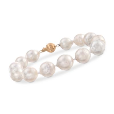 10-12mm Baroque South Sea Pearl Bracelet in 14kt Yellow Gold &mdash; Alt Image 1