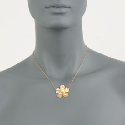 Diamond-Accent Flower Necklace in 14kt Yellow Gold. 17" &mdash; Alt Image 2