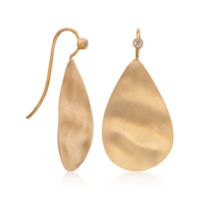 Diamond-Tipped Drop Earrings in 14kt Yellow Gold &mdash; Alt Image 3