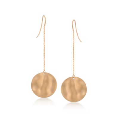 14kt Yellow Gold Disc Linear Earrings &mdash; Alt Image 1