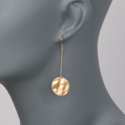 14kt Yellow Gold Disc Linear Earrings &mdash; Alt Image 2
